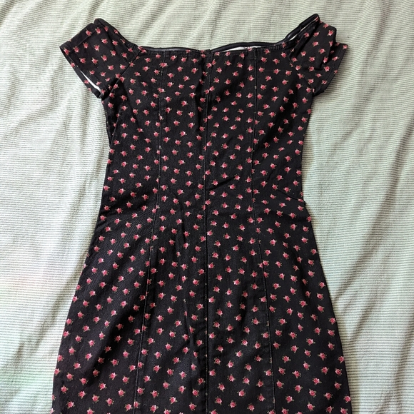 F21 Denim Printed Bardot Dress - Picture 3 of 8